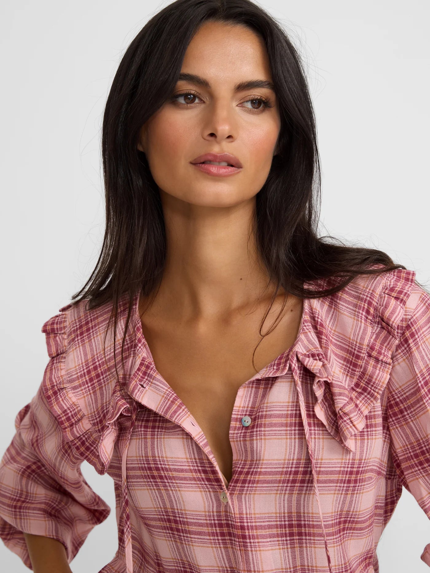 BLUSA CUADROS CUELLO BOBO