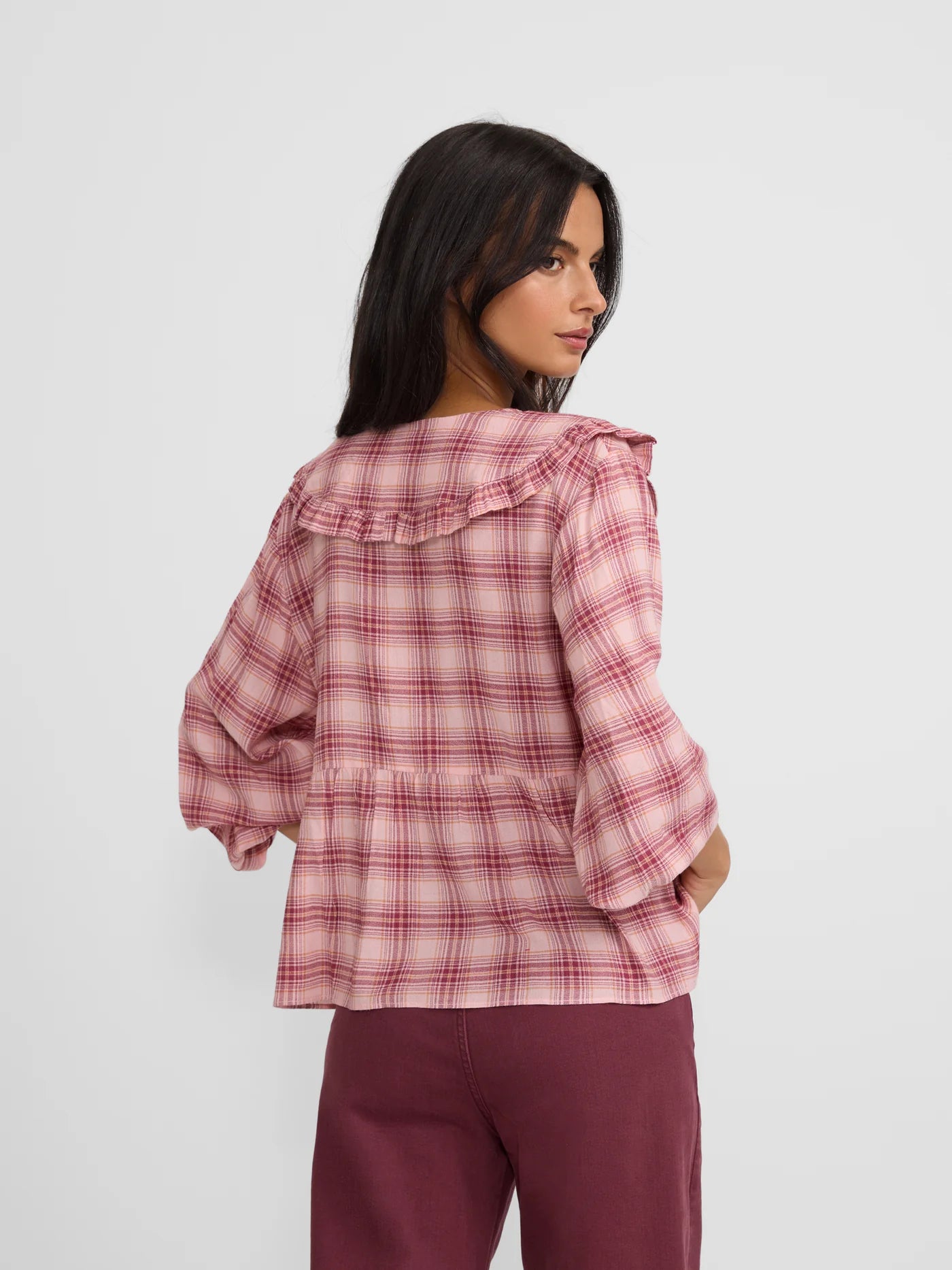 BLUSA CUADROS CUELLO BOBO