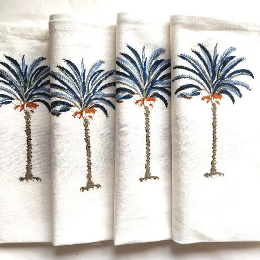 SET SERVILLETAS BLUE PALM 4 UDS