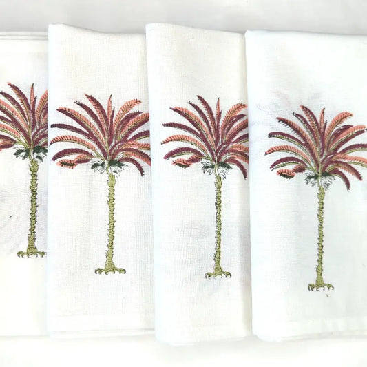 SET SERVILLETAS PINK PALM 4 UDS