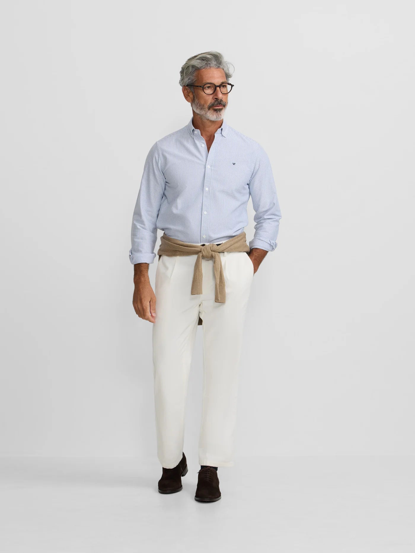 CAMISA OXFORD RAYAS MARINO