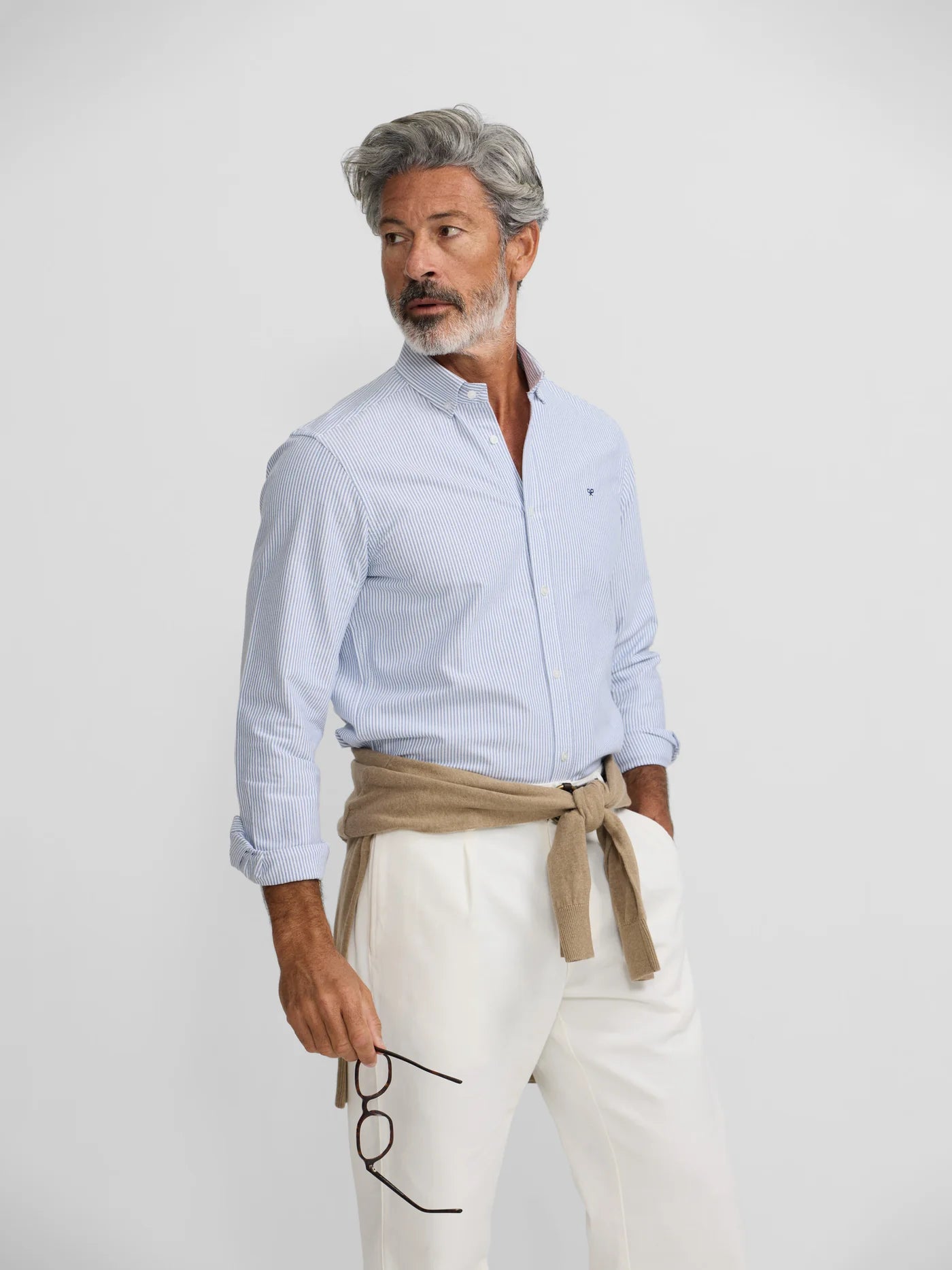 CAMISA OXFORD RAYAS MARINO