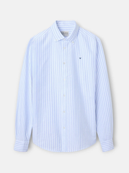 CAMISA OXFORD RAYAS MARINO CELESTE