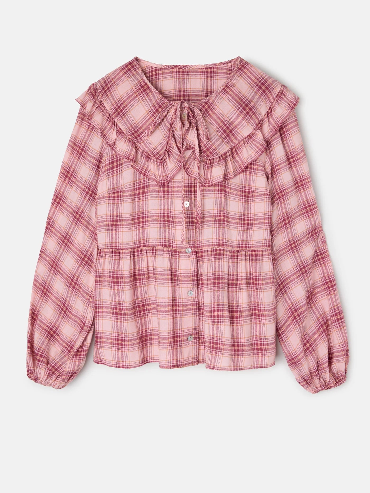 BLUSA CUADROS CUELLO BOBO