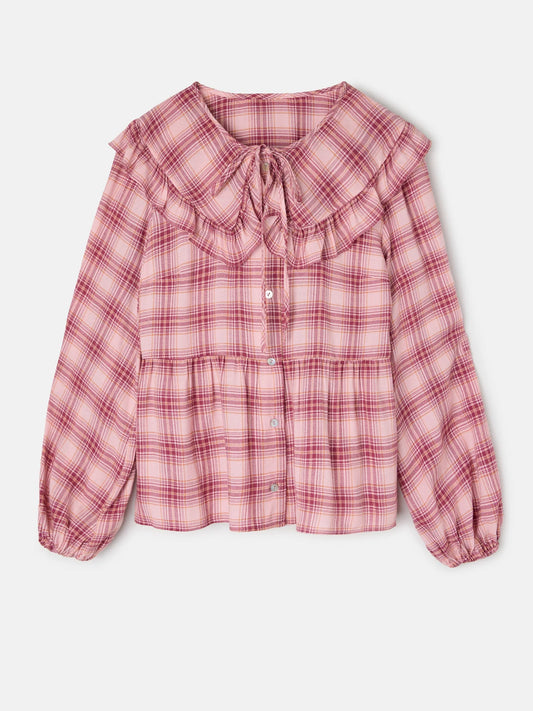 BLUSA CUADROS CUELLO BOBO