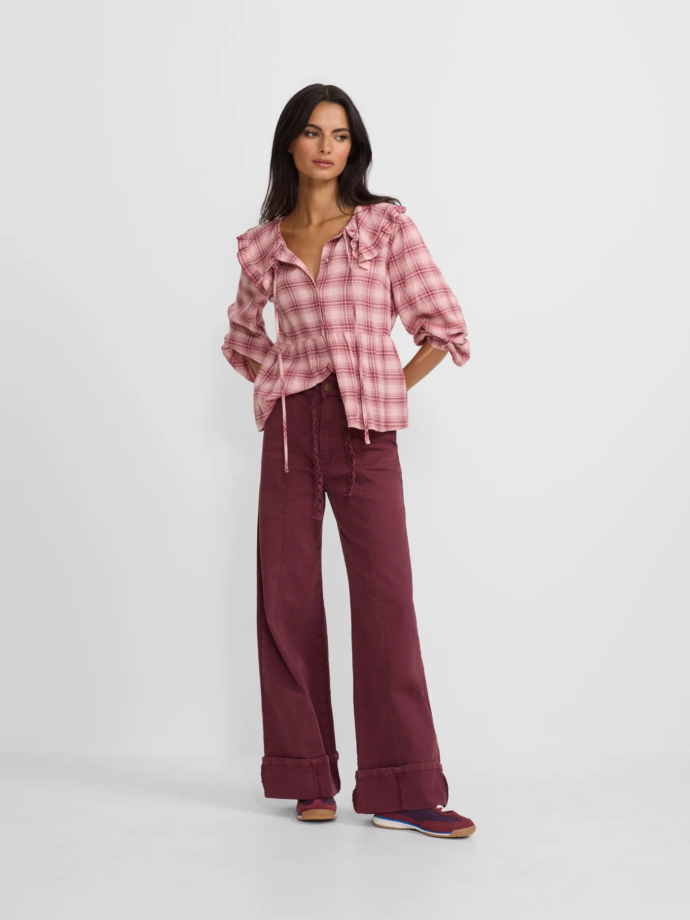 BLUSA CUADROS CUELLO BOBO
