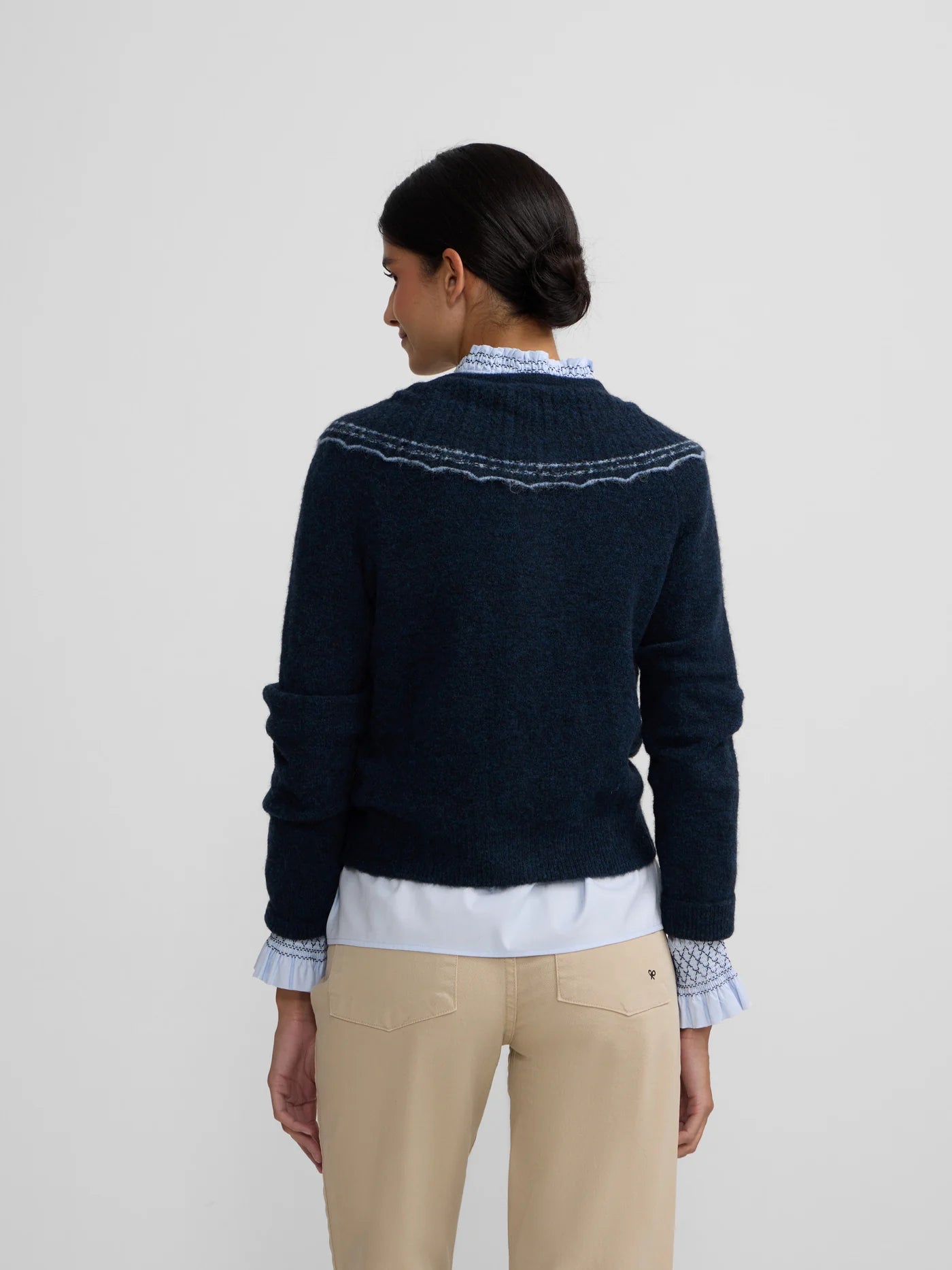 CARDIGAN CUELLO BOBO CONTRASTE MARINO