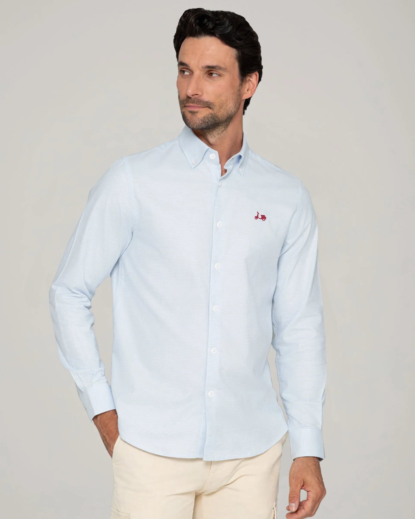 CAMISA PATA DE GALLO CELESTE