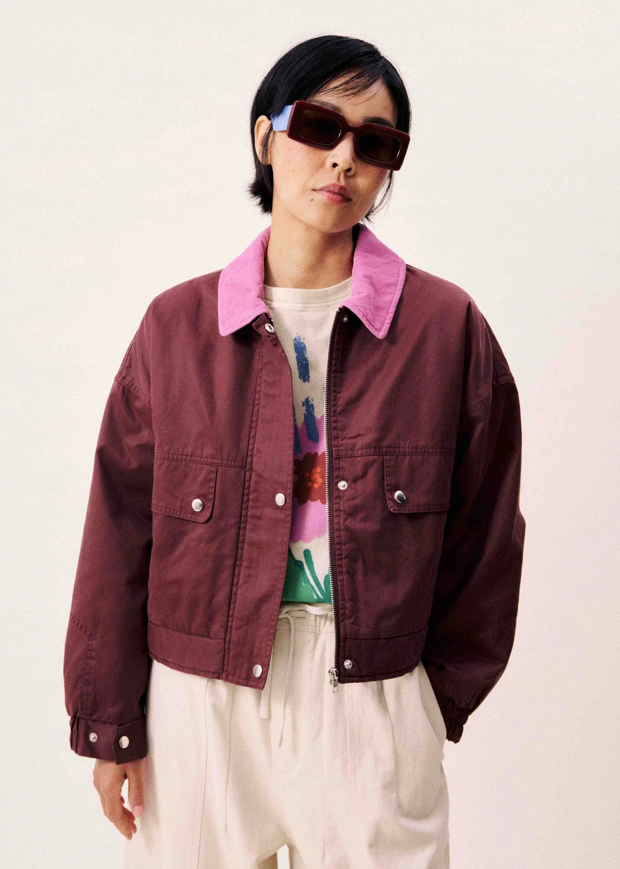 CHAQUETA ENCERADA BURGUNDY