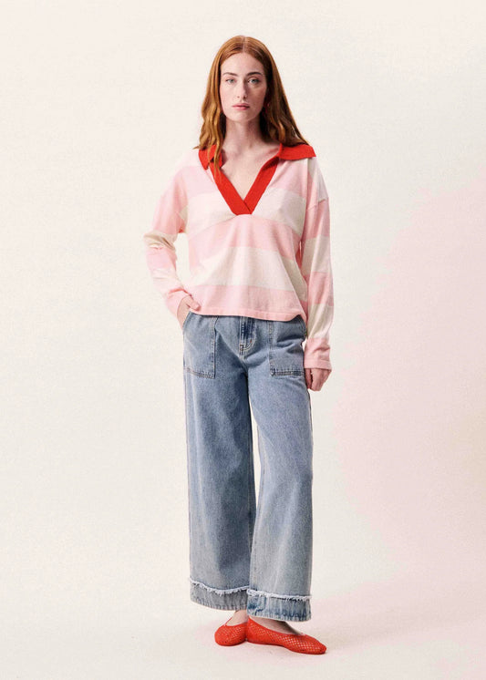 JERSEY POLO RAYAS ROSA