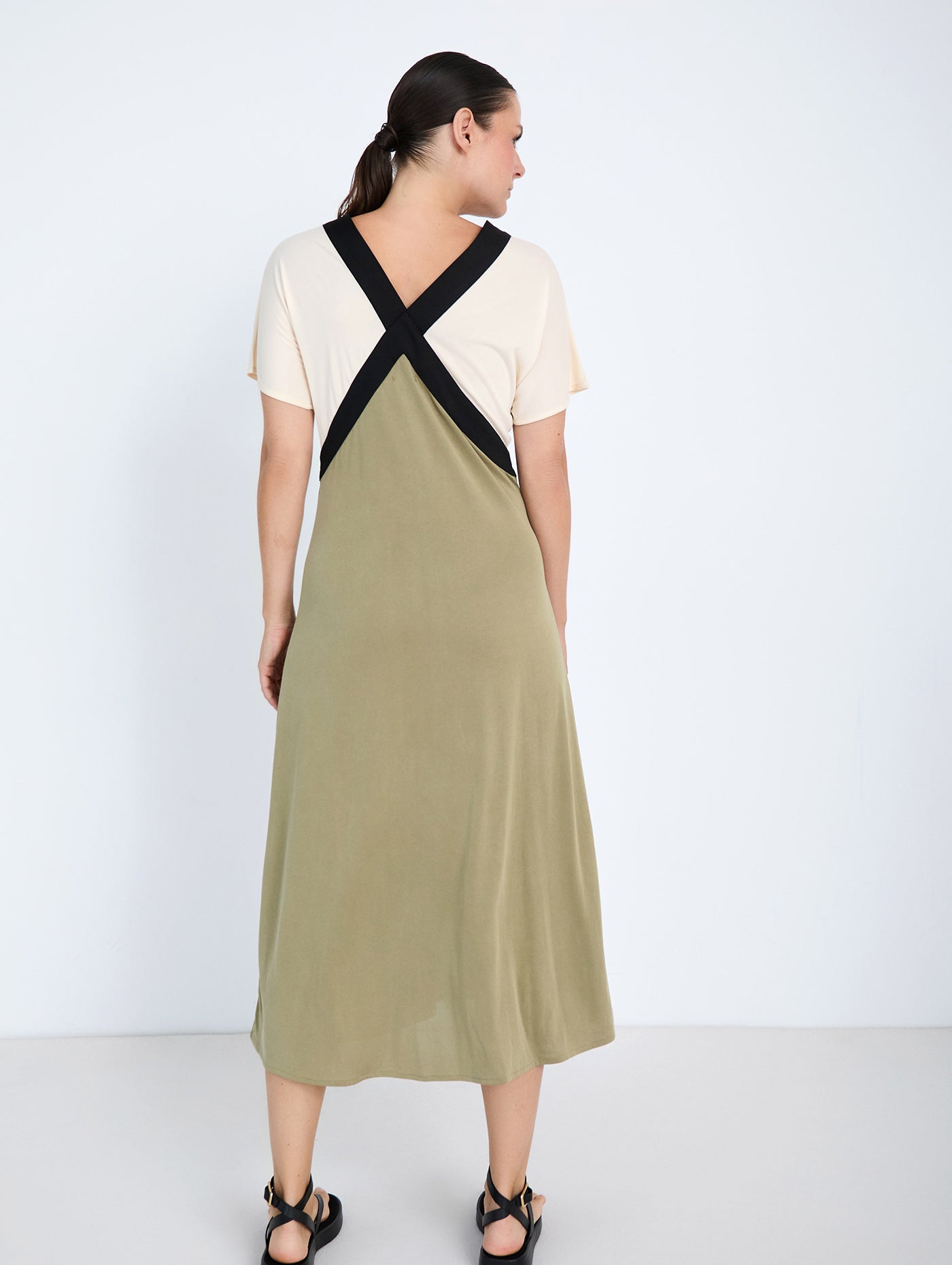 VESTIDO TENCEL TRICOLOR