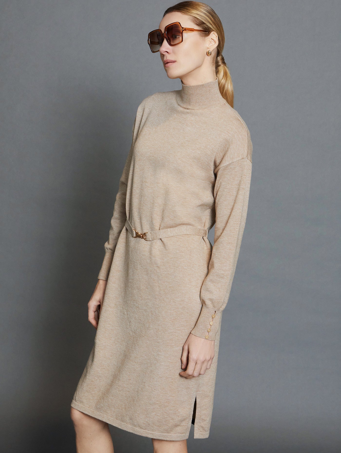 VESTIDO PUNTO BEIGE
