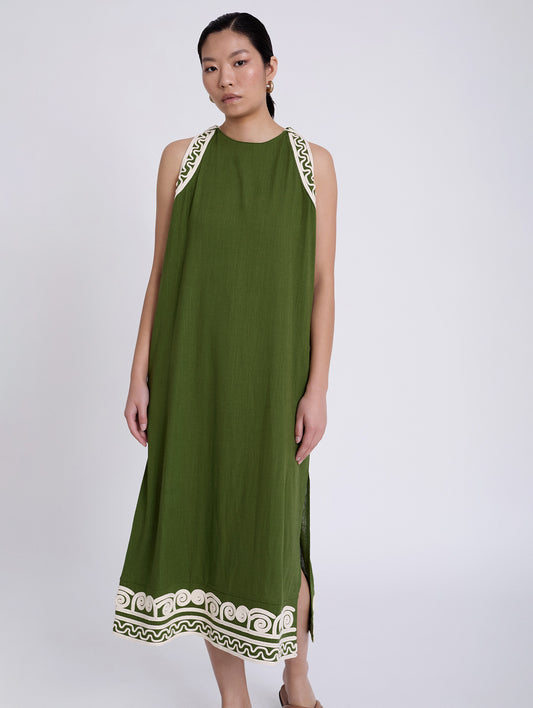 VESTIDO VERDE BORDADO INDIO