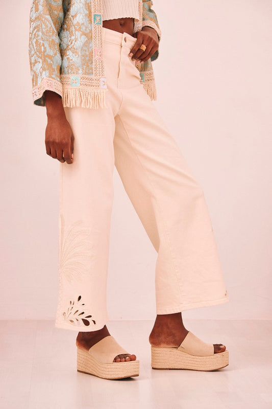 PANTALÓN BLANCO TROQUELADO PALMERA