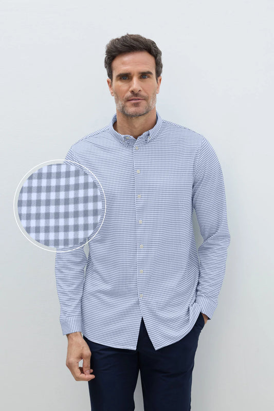 CAMISA SEPIIA VICHY CELESTE